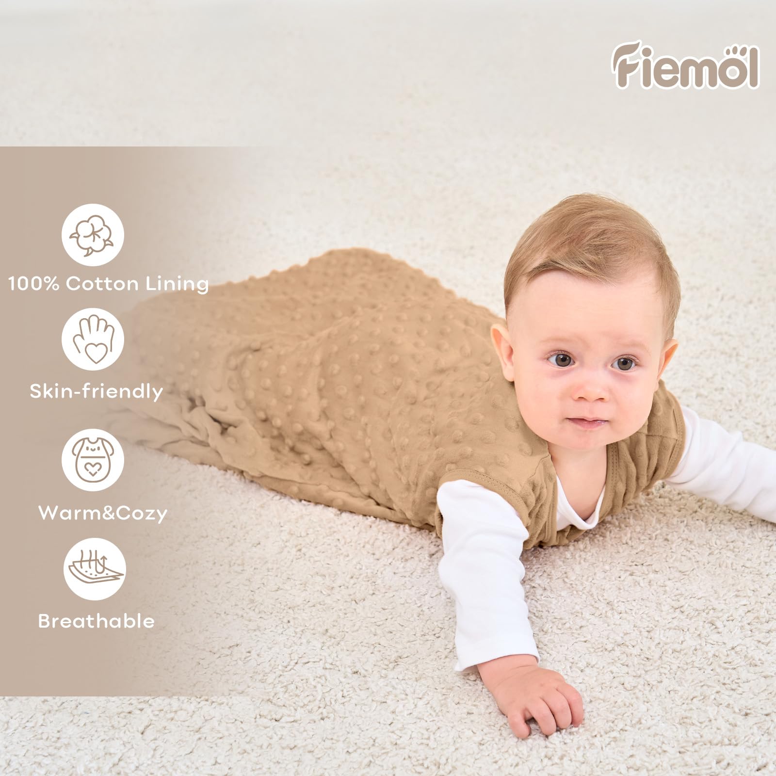 FIEMOL fleece sleep sack roomy bottom enables kicking