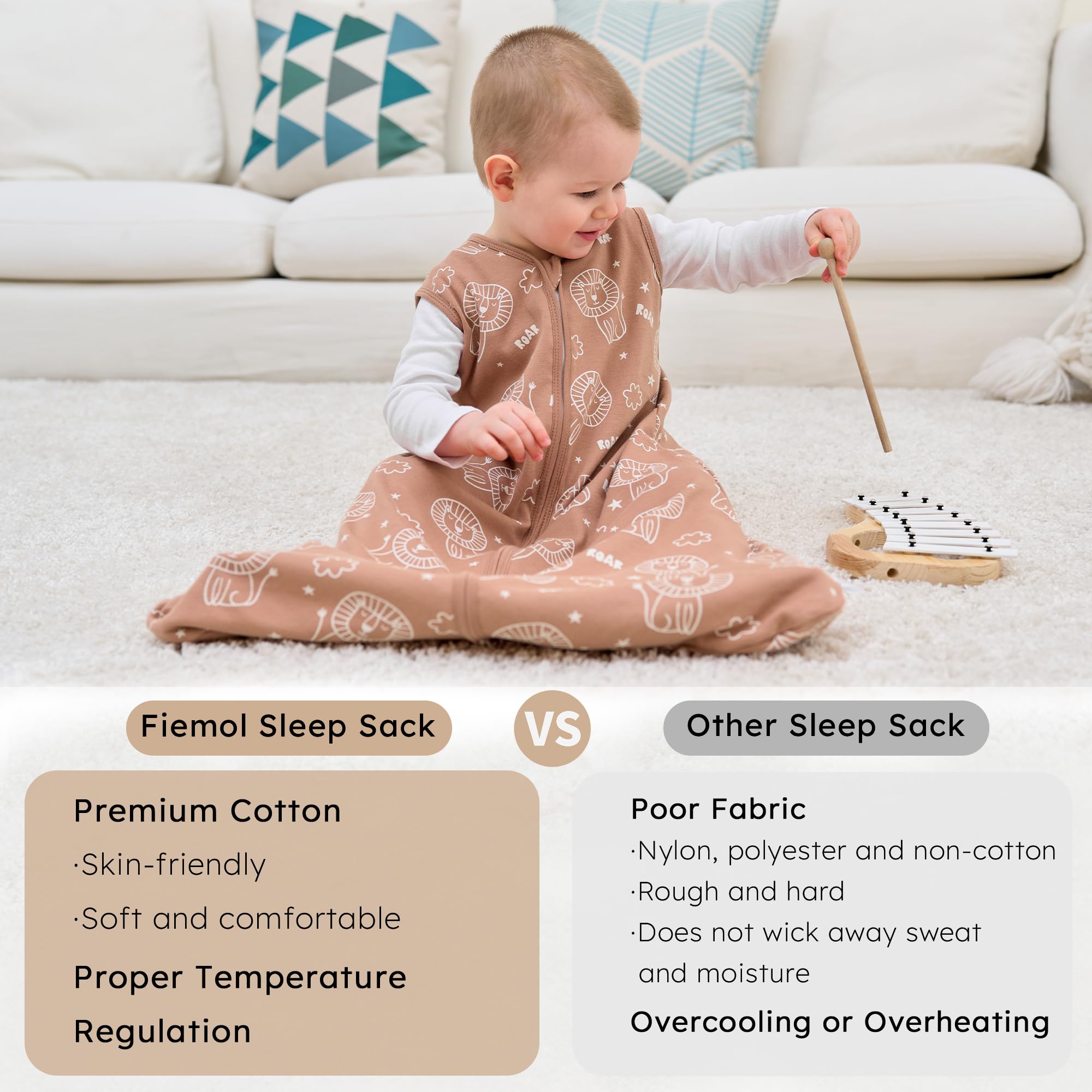 FIEMOL safety-focused neck-edge and soft-arm design for comfortable wear.