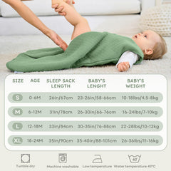 FIEMOL Sleep Sack Green 2-way zip close-up emphasizes easy nighttime diaper changes