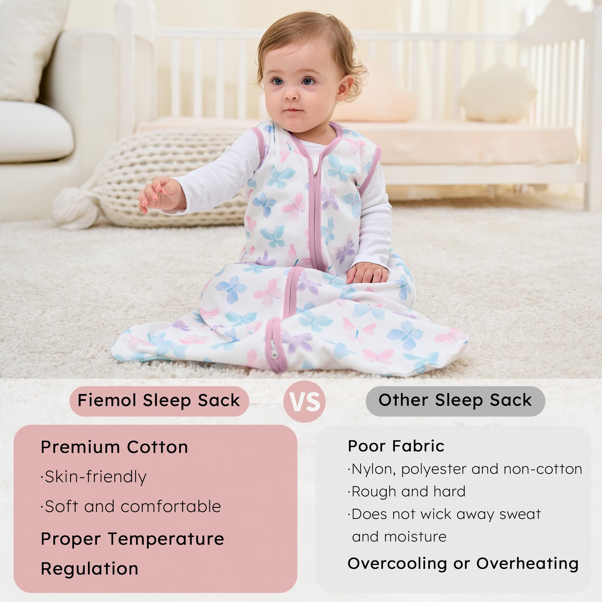 FIEMOL sleep sack is machine washable for easy care