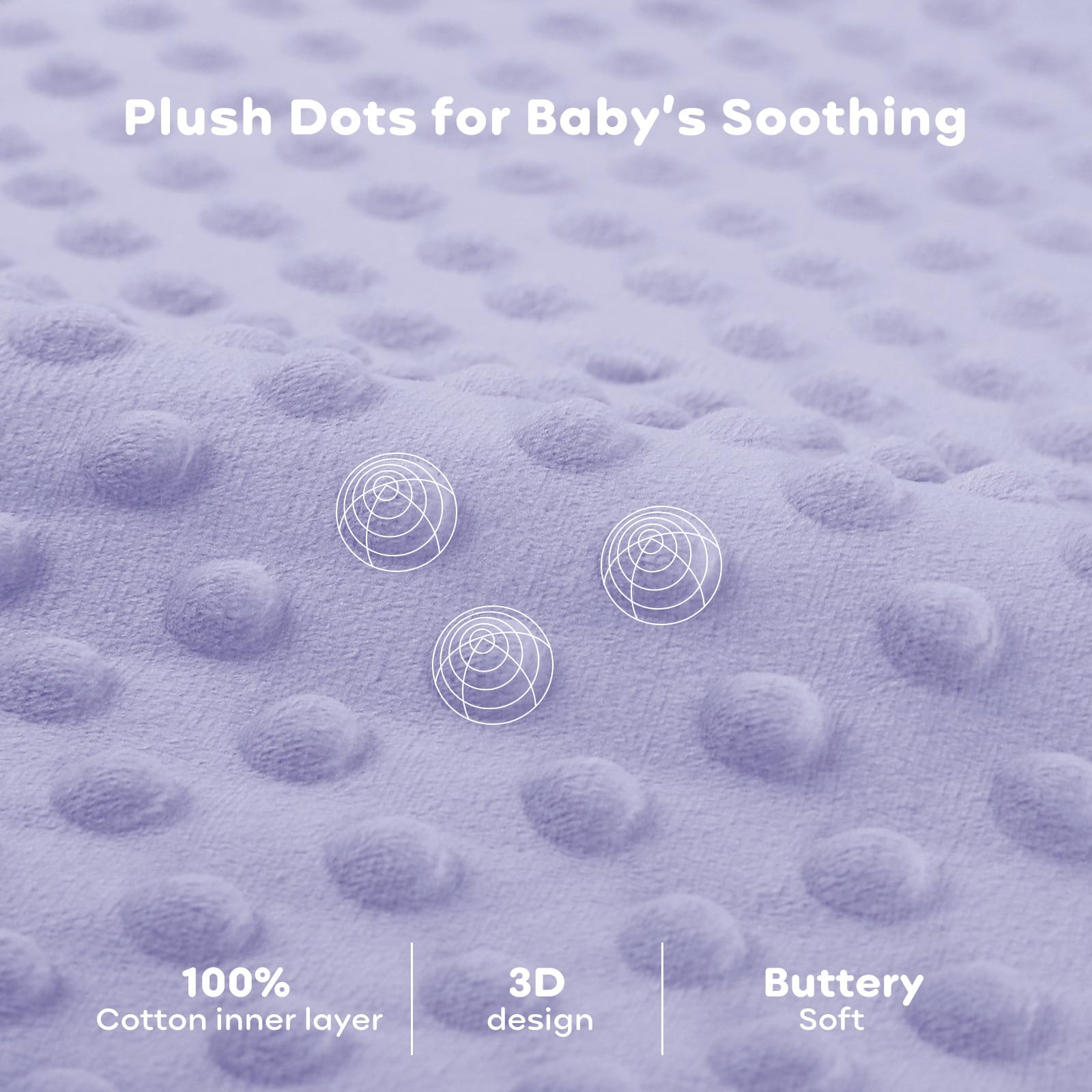 FIEMOL fleece sleep sack close-up on plush dots for soothing texture.