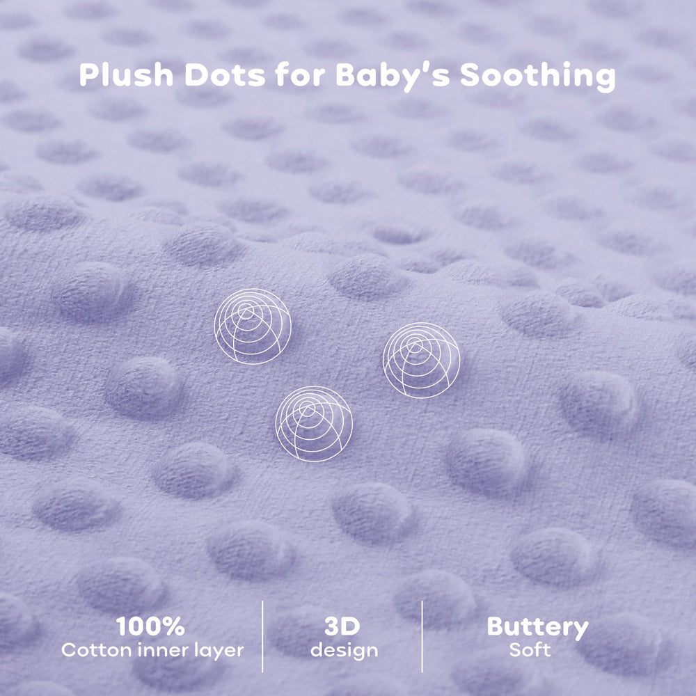 FIEMOL fleece sleep sack close-up on plush dots for soothing texture.