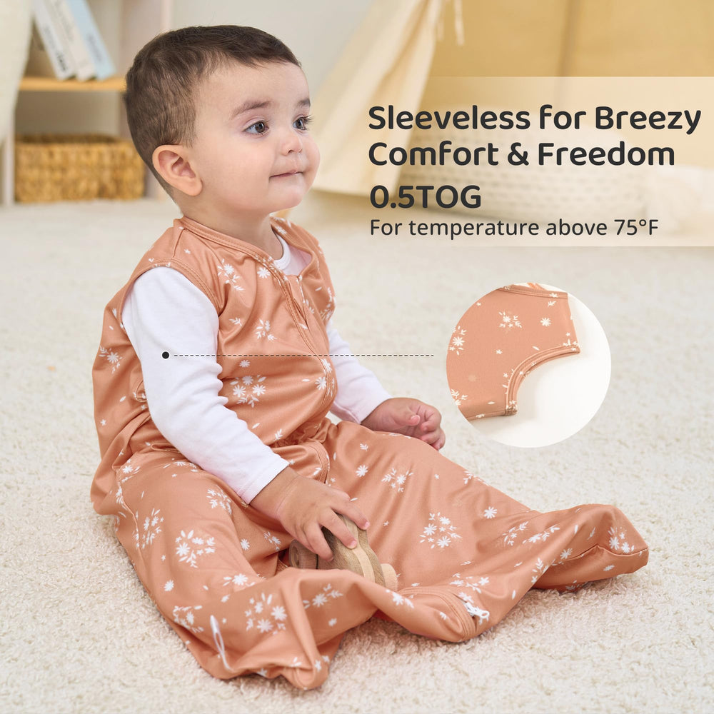 FIEMOL size M 6-12 months sleep sack fits growing babies for continued use.