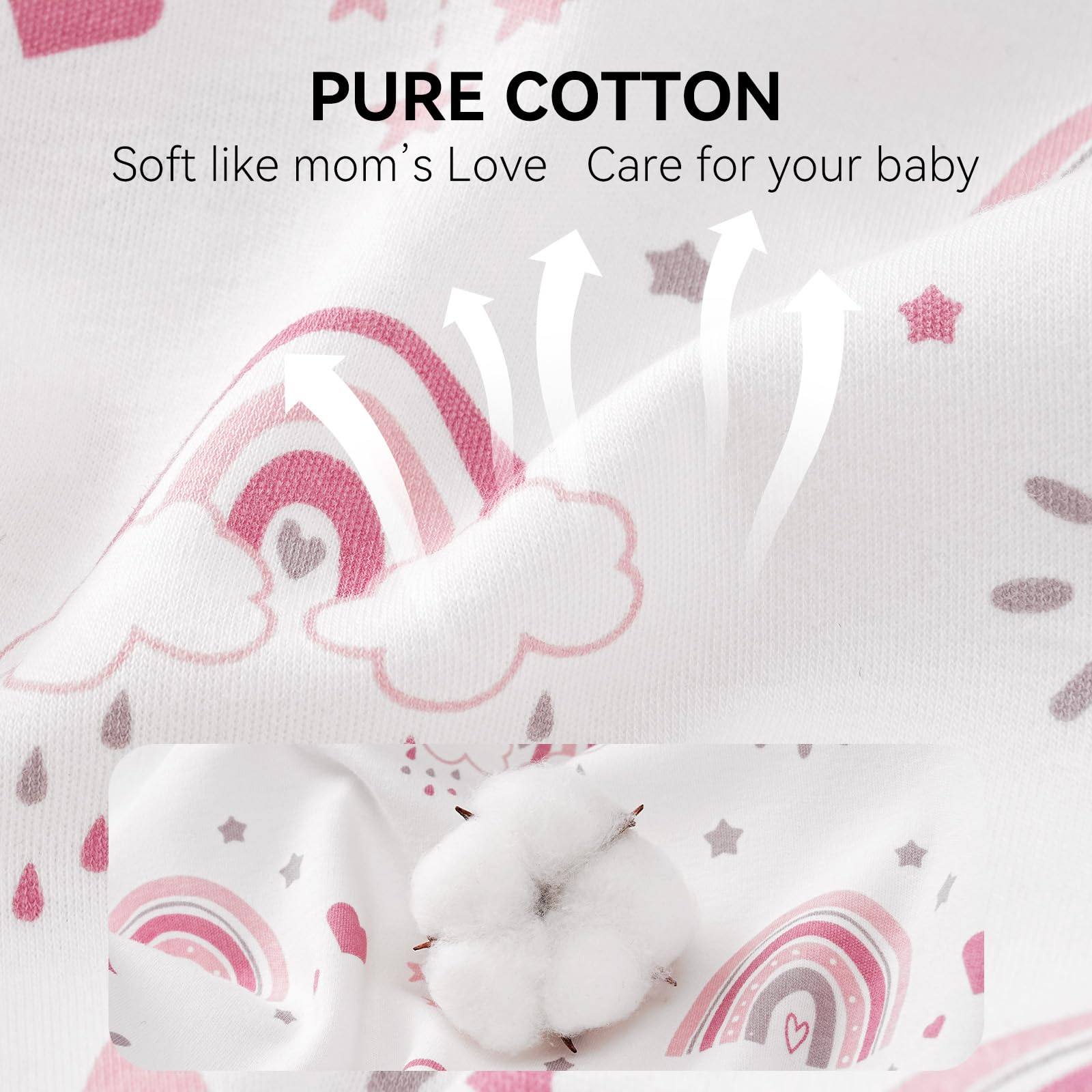 FIEMOL sleep sack cotton fabric close-up emphasizes breathable texture.
