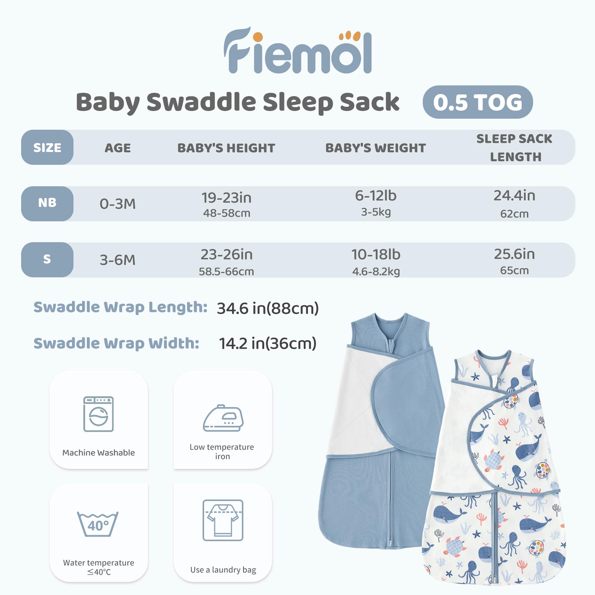 FIEMOL silent hook-and-loop closure supports peaceful nighttime sleep.