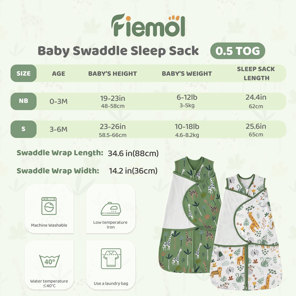 FIEMOL swaddle sleep sack silent hook-and-loop—gentle closures for peaceful nap times.