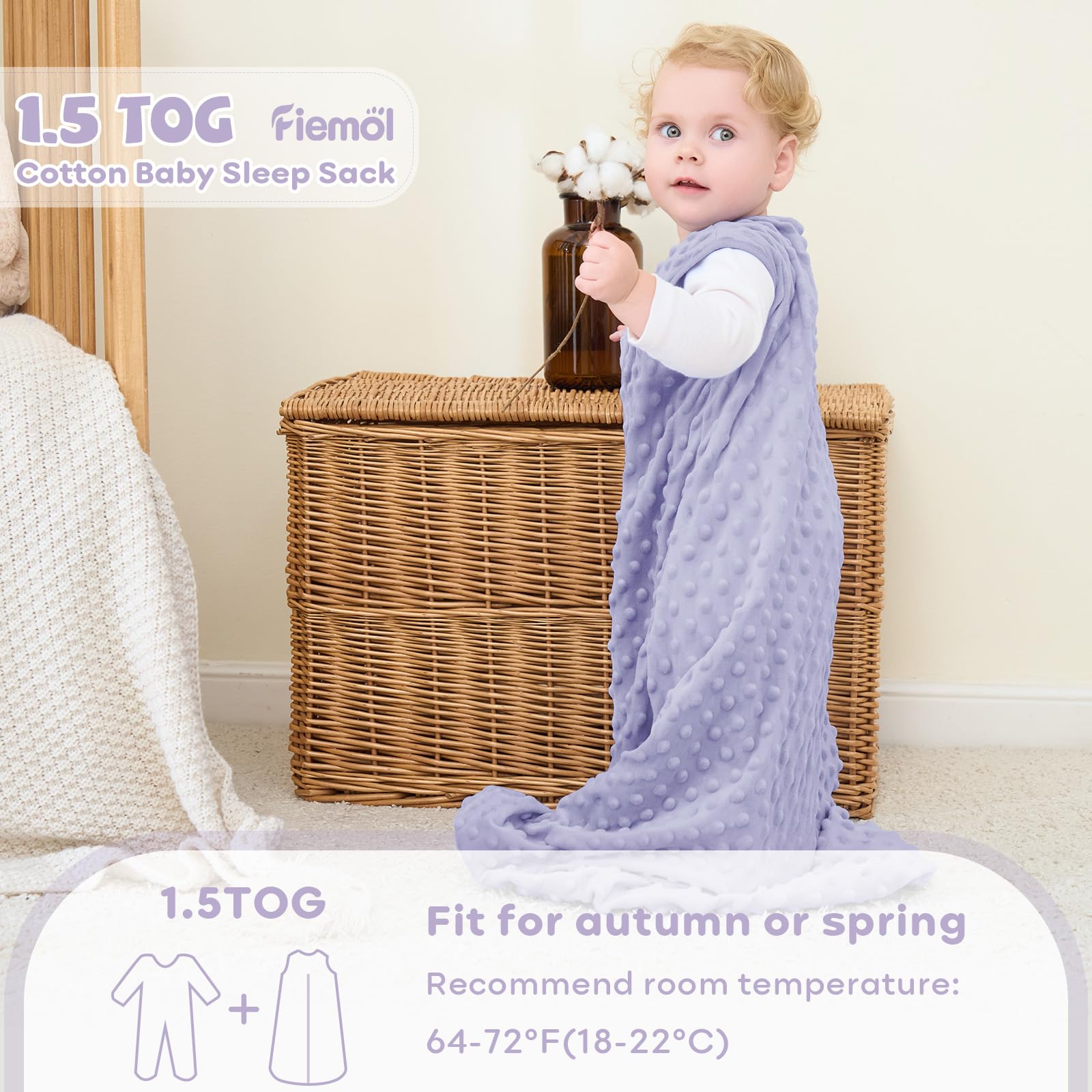 FIEMOL two-pack sleep sacks ready for quick changes during night routines.