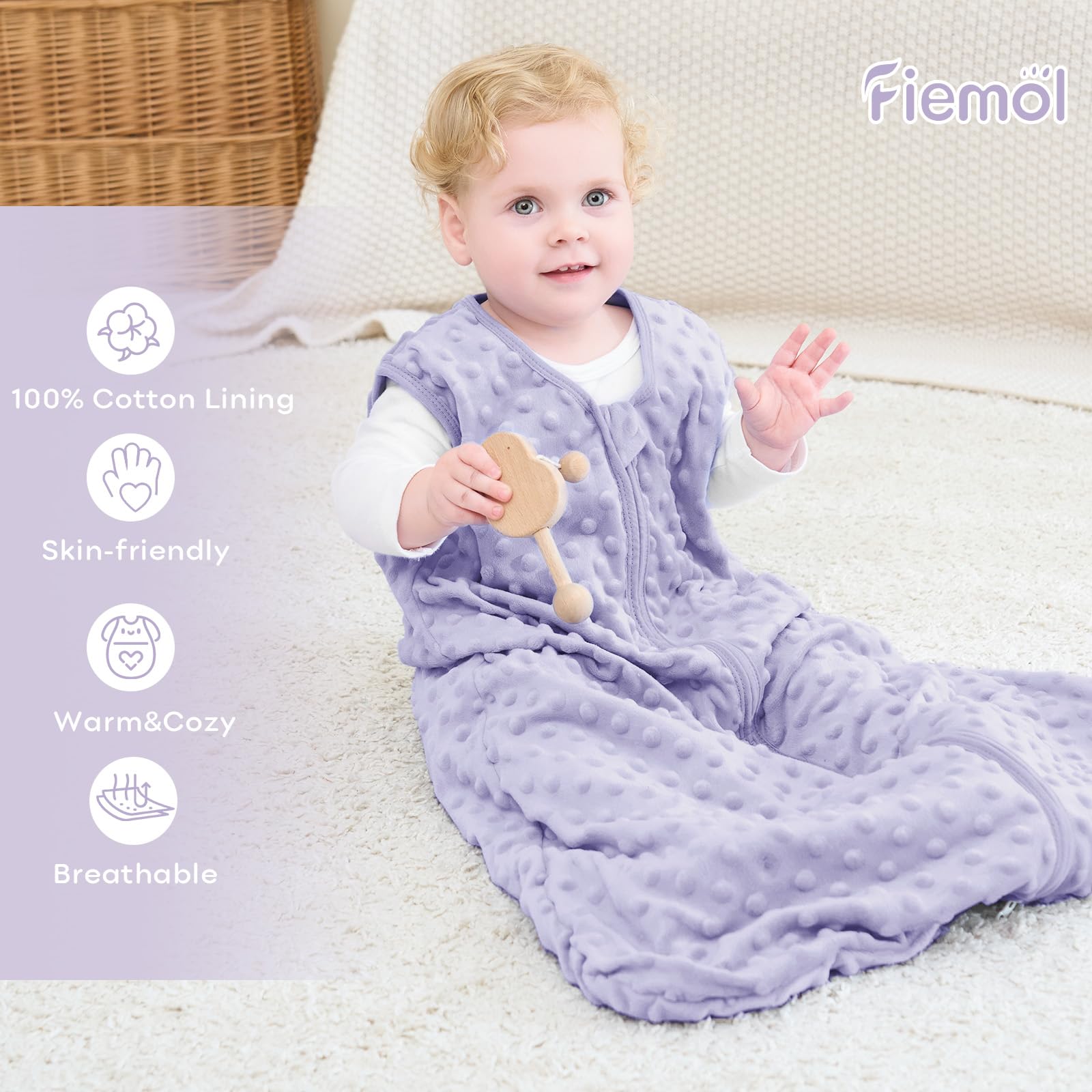 FIEMOL baby sleep sack being machine washed shows easy-care durability.