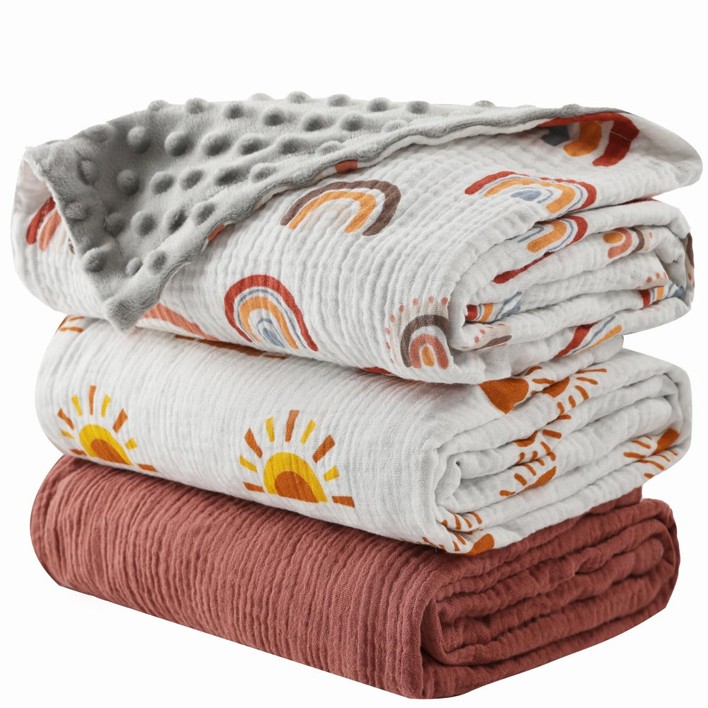 FIGEPO 3-pack soft boho blankets for newborn snuggles