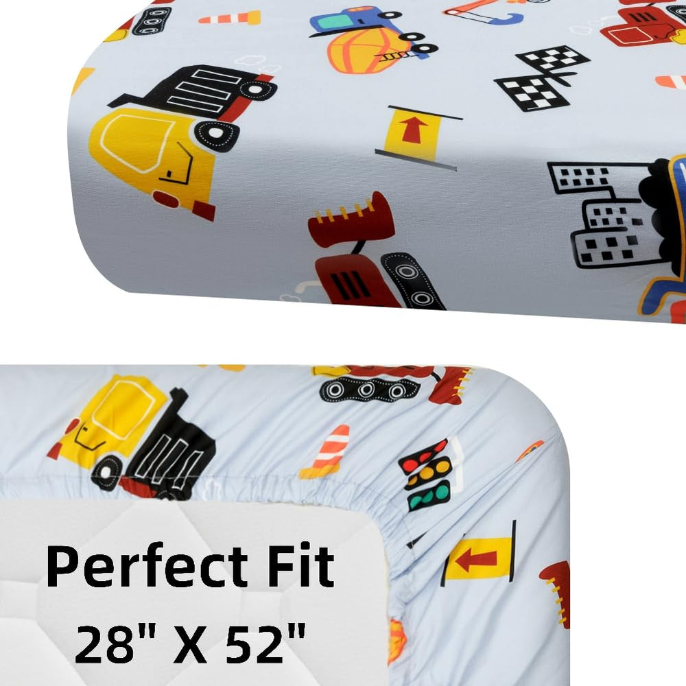 FIGEPO sheets fitted on baby crib with calm sleeping baby for easy changes