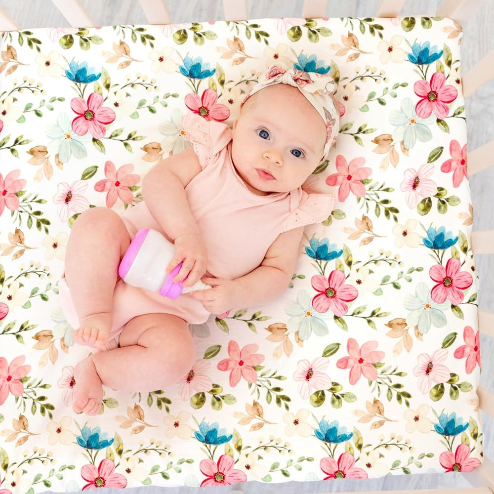 FIGEPO 4-pack baby girl sheets elephant pattern playful design elastic fit