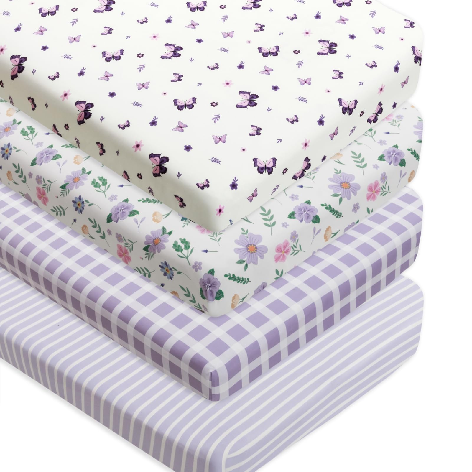 Figepo 4-pack butterfly crib sheets for a soft, cozy crib experience.