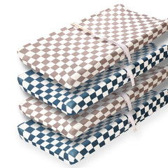 FIGEPO four-pack changing pad covers close-up highlighting soft breathable fabric for baby comfort.