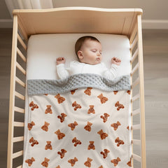 FIGEPO bear-buffalo-plaid-blanket-back-dotting shows breathable, gentle texture for baby skin