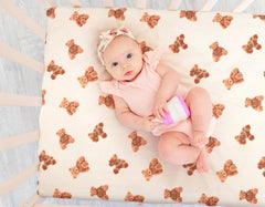 FIGEPO bear neutral design closeup, gentle tones ideal for any nursery decor.