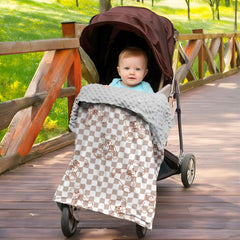 FIGEPO bear-printed nursery blanket with gender-neutral design for versatile baby gear