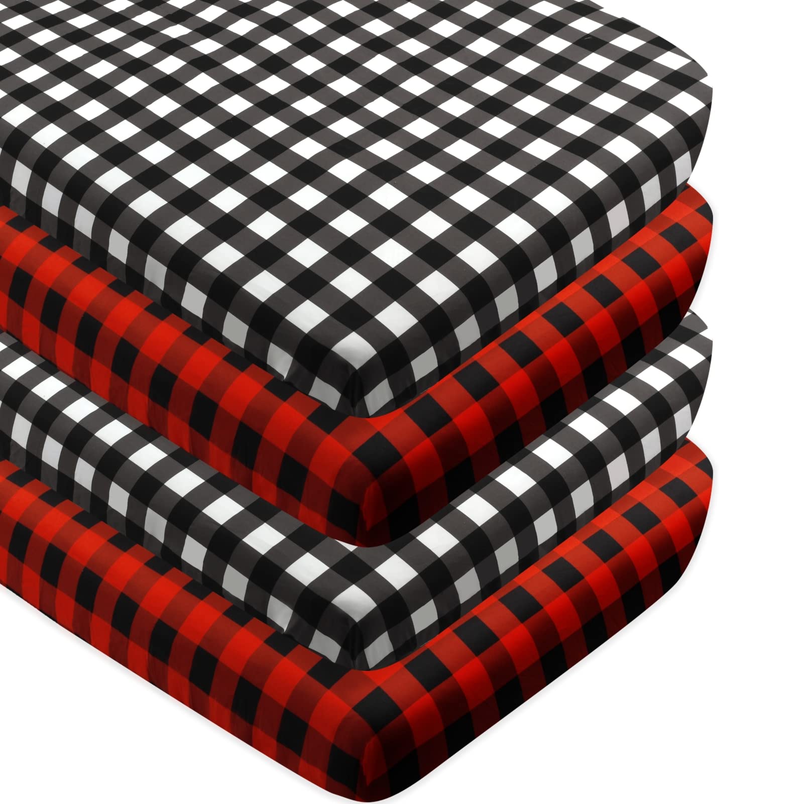 FIGEPO buffalo check crib sheets close-up soft breathable fabric for cozy nursery