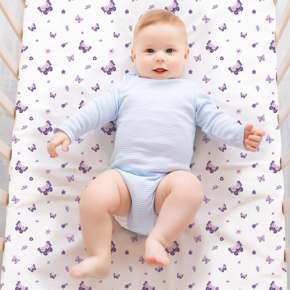 Figepo butterfly purple lavender design adds charming nursery decor.