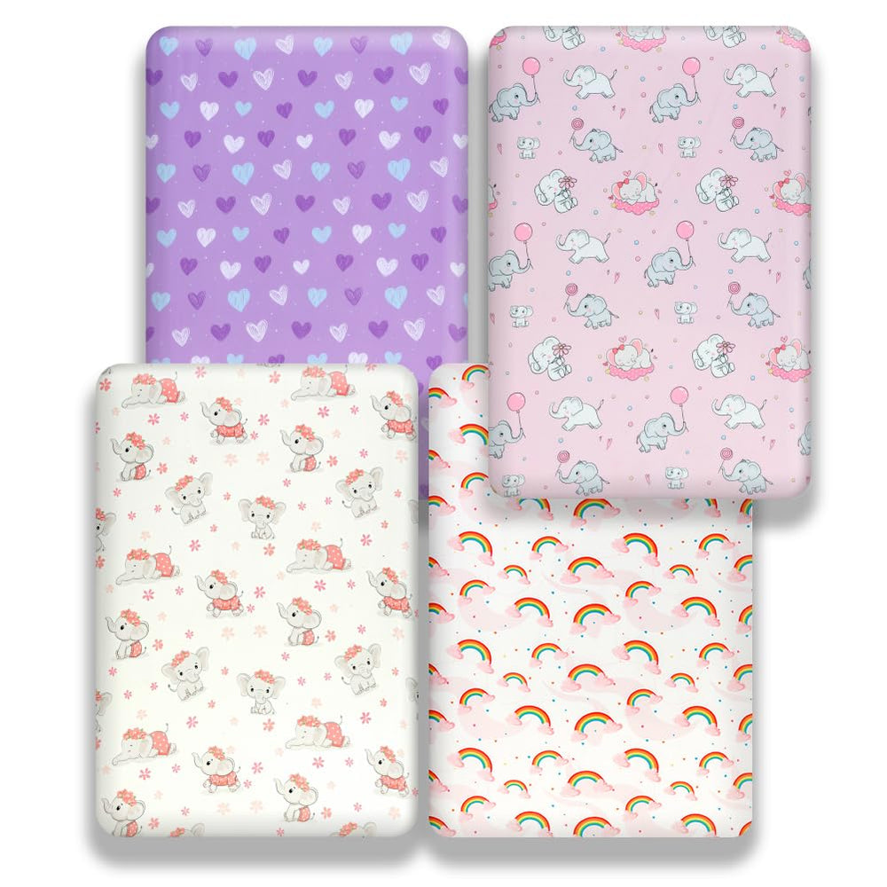 FIGEPO elastic-fit sheets securely hug standard mattresses for a neat, wrinkle-free crib look