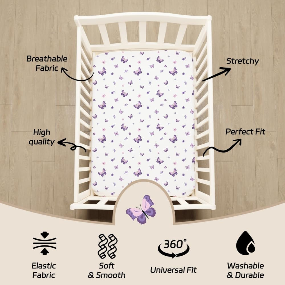 Figepo machine-washable crib sheets simplify cleanup after spills.
