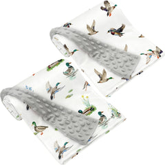 FIGEPO mallard duck baby blanket front view shows soft double layer for cozy sleep