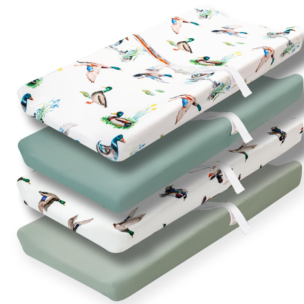 FIGEPO Mallard Duck baby sheets pack—front view for versatile neutral nursery decor