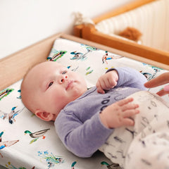 FIGEPO Mallard Duck pattern closeup showing soft, breathable fabric for baby comfort