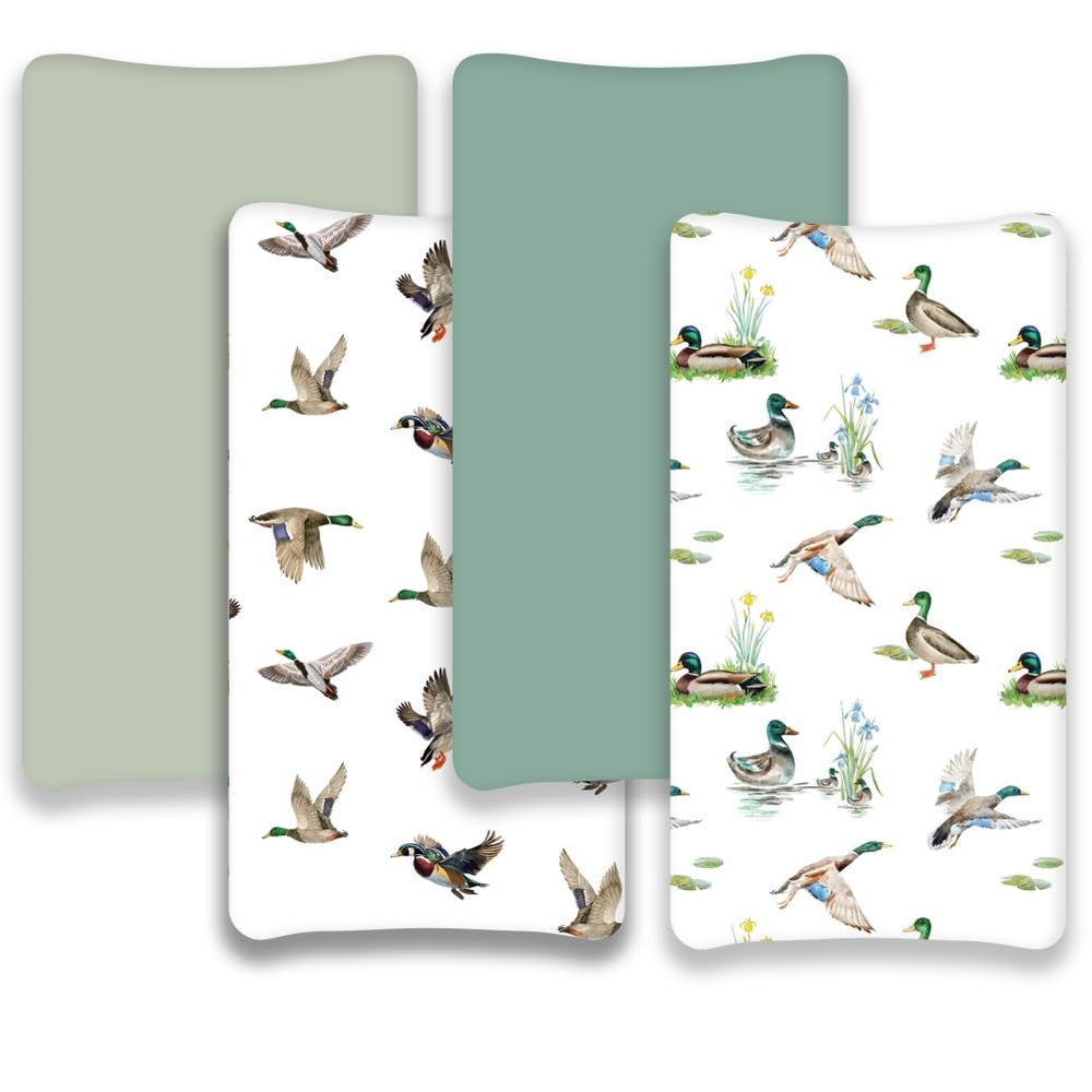 FIGEPO Mallard Duck sheets closeup reveals soft texture and gentle surface for baby rests