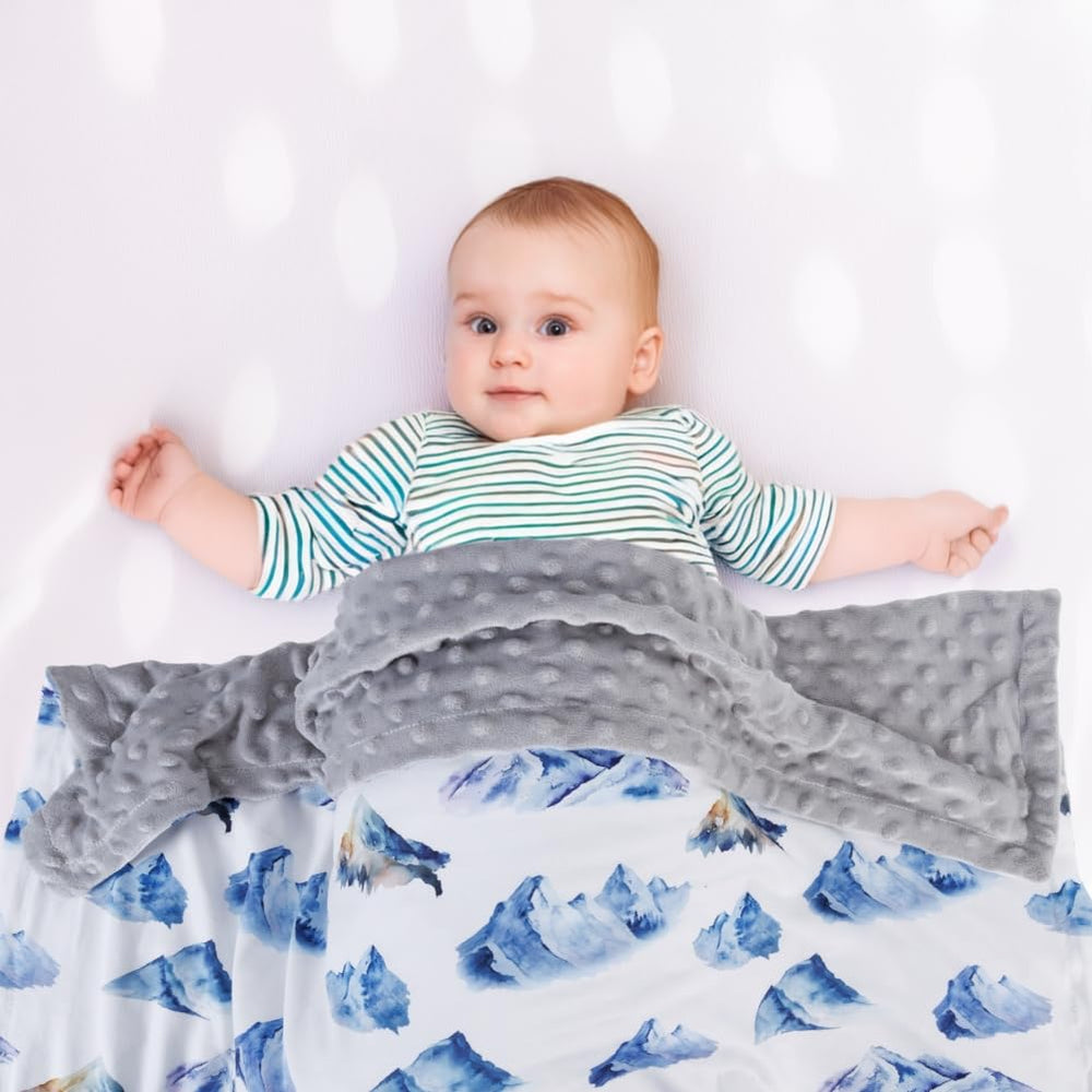 FIGEPO newborn boy blanket double-layer closeup showing plush Minky softness