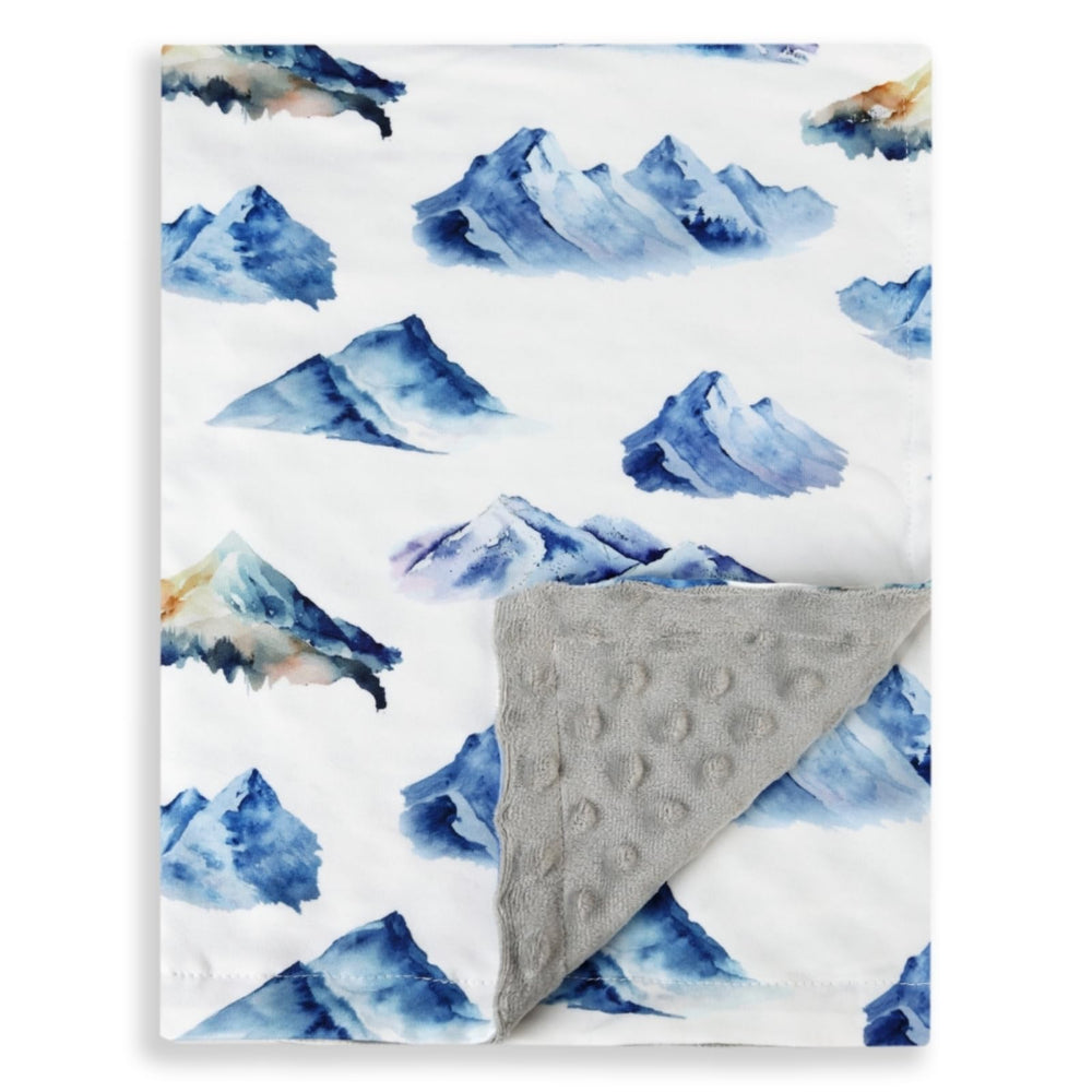 FIGEPO newborn boy blanket with mountain pattern front for stroller trips and naps