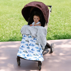 FIGEPO newborn boy blanket in nursery with stroller cover use