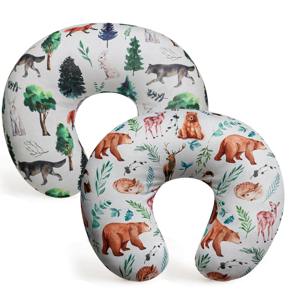 FIGEPO nursing pillow cover with forest animals print for cozy feeds