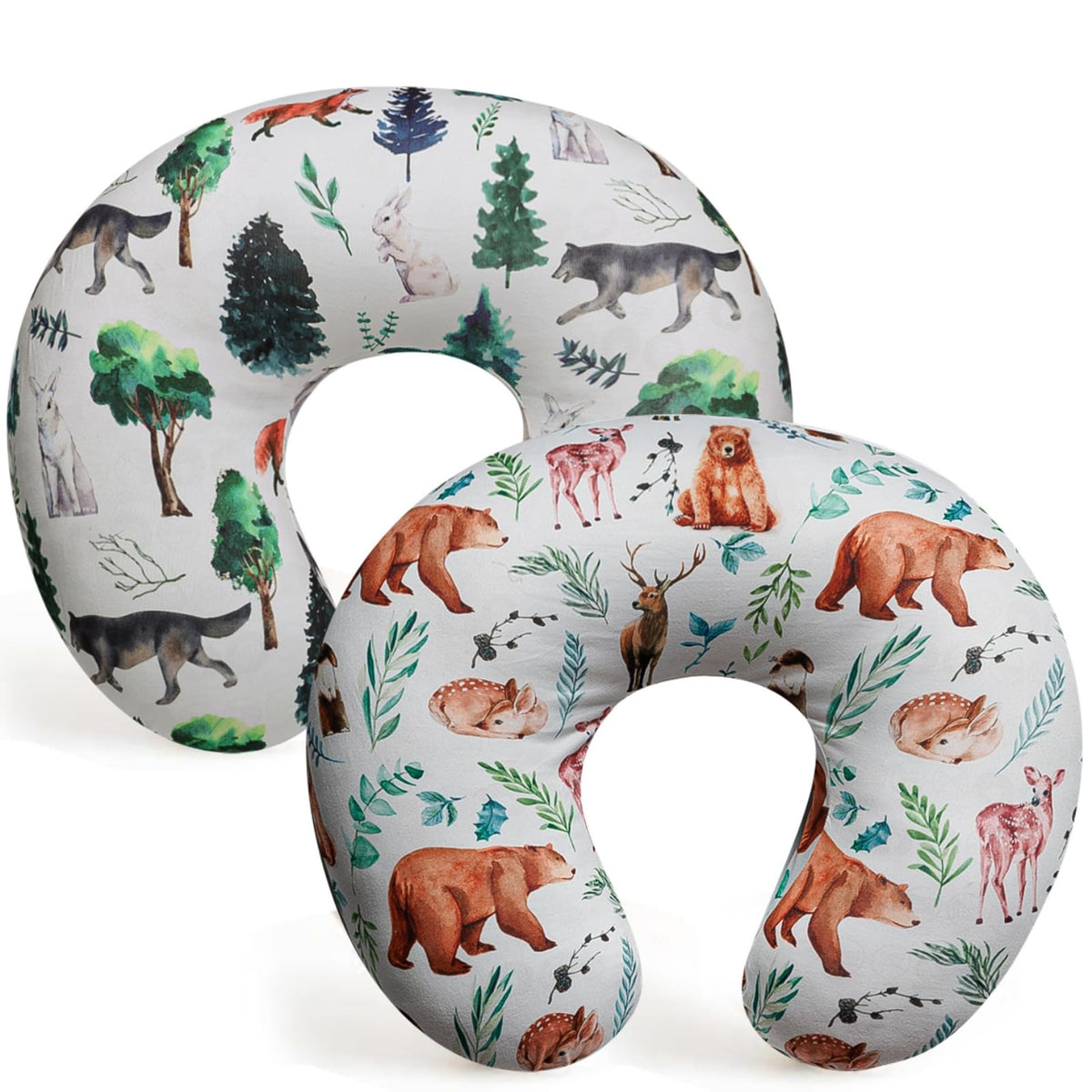 FIGEPO nursing pillow cover with forest animals print for cozy feeds