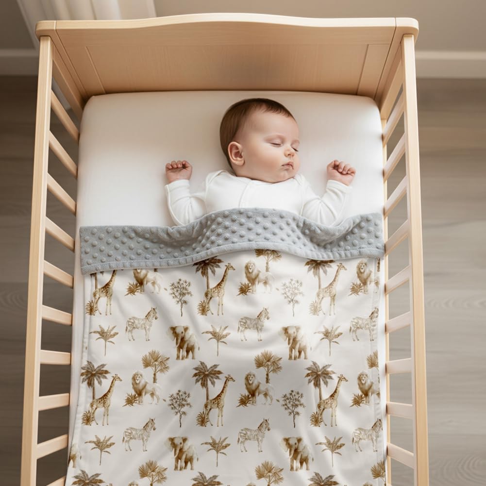 FIGEPO Safari Jungle Blanket dots back showing soft skin-friendly warmth