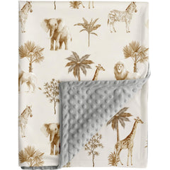 FIGEPO Safari Jungle Animals Blanket front pattern for cozy baby sleep