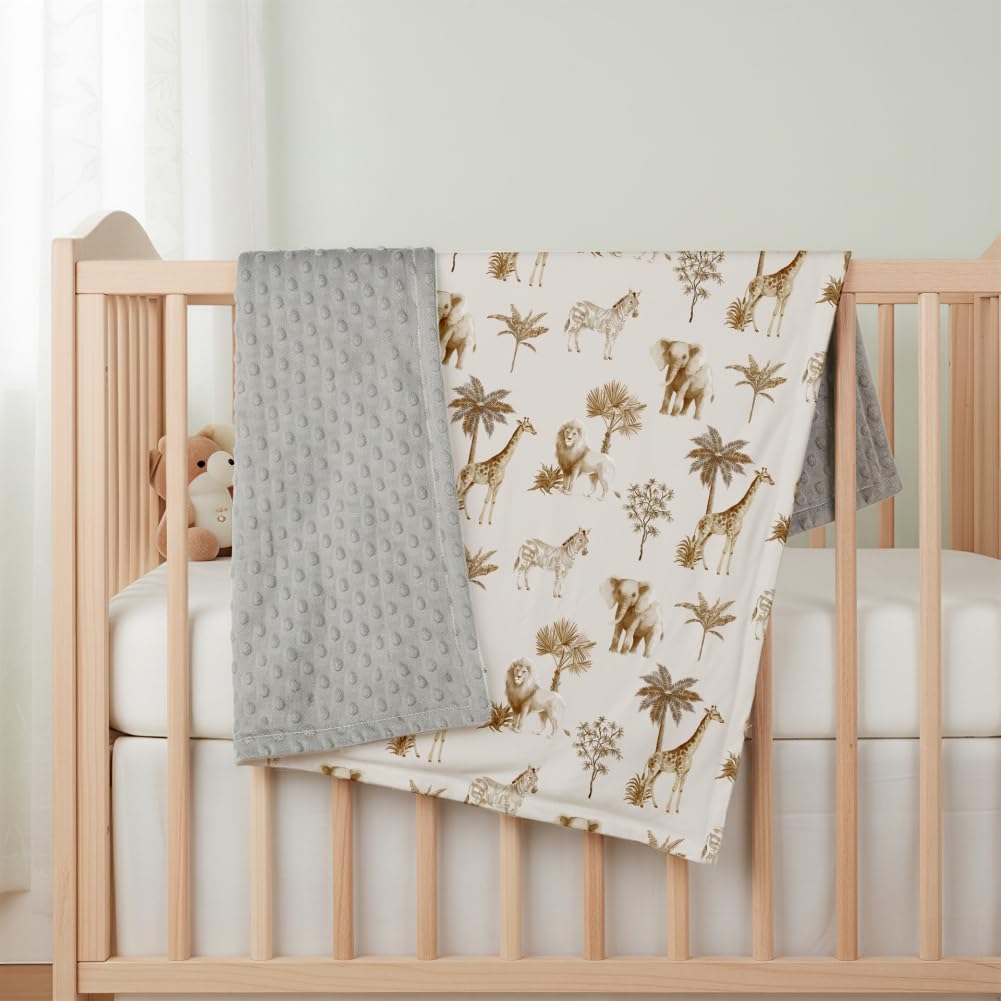FIGEPO Safari Jungle blanket close-up of plush minky texture