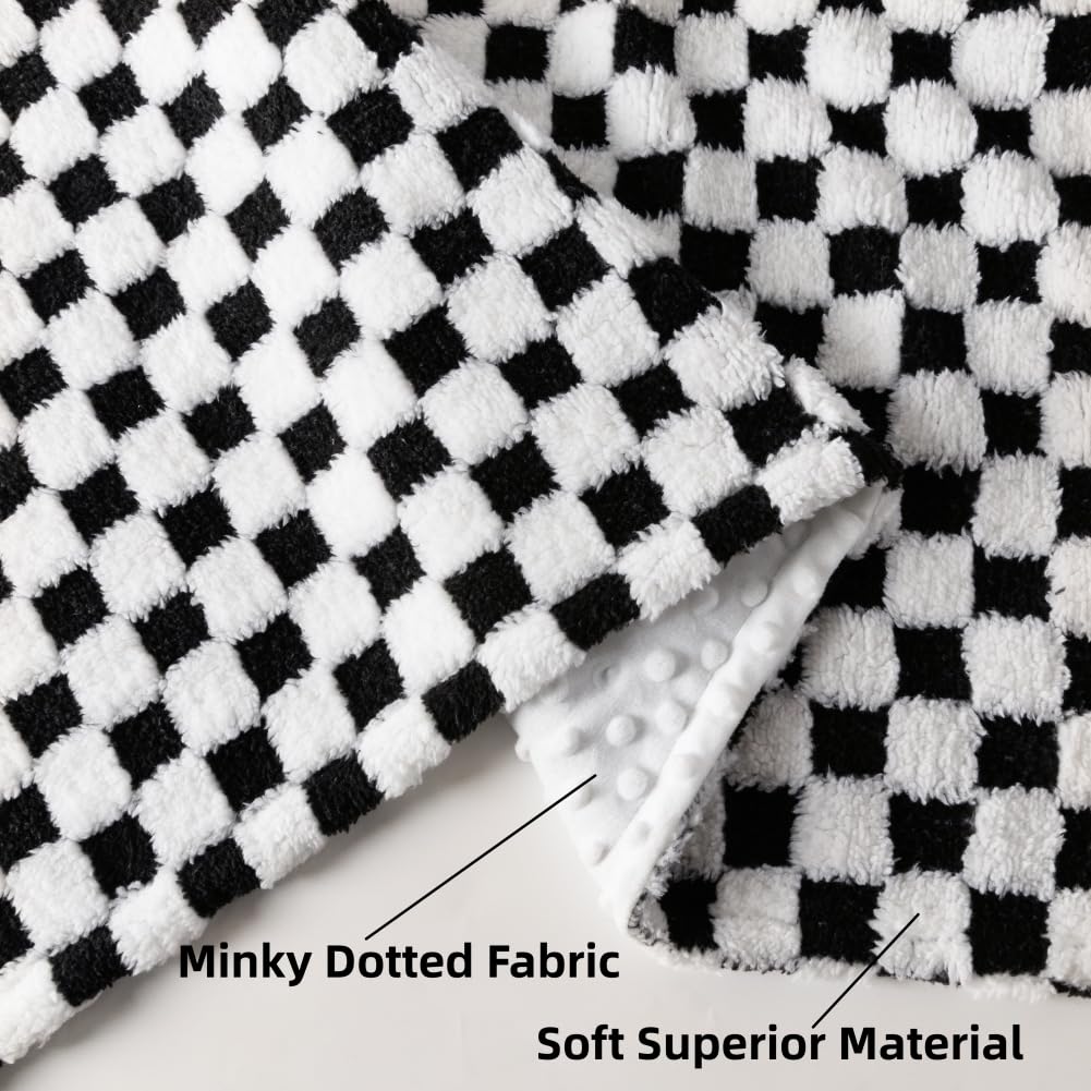 FIGEPO soft checkered baby blanket folded neatly for travel or storage convenience