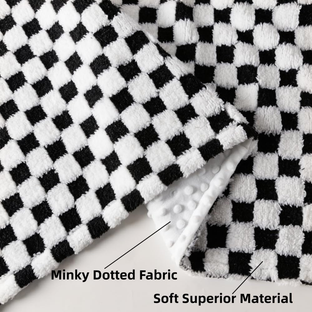 FIGEPO soft checkered baby blanket folded neatly for travel or storage convenience