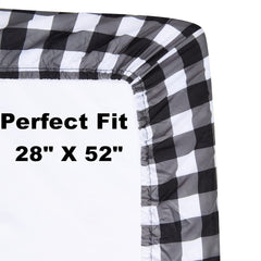 FIGEPO buffalo plaid crib sheets on a standard crib mattress fit