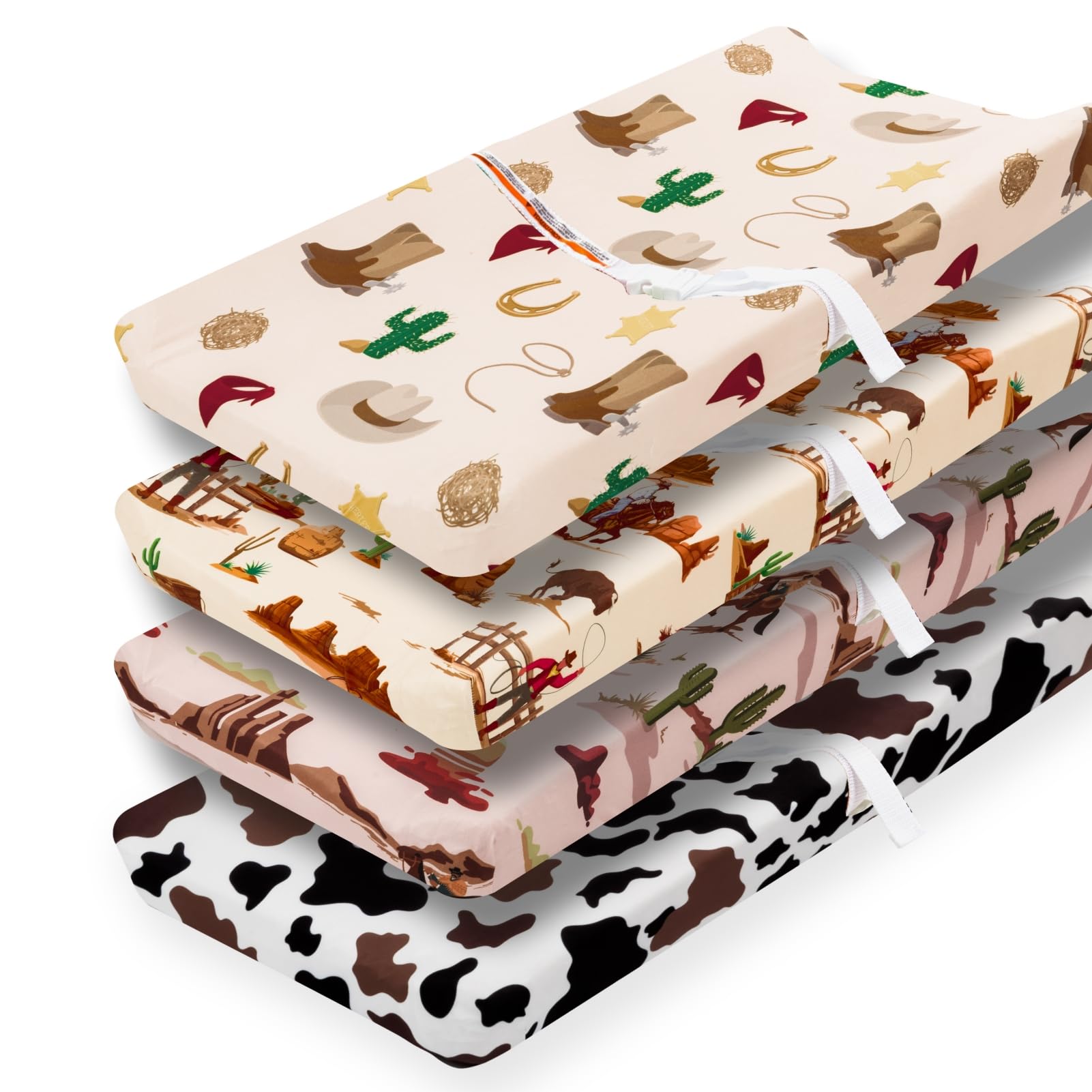 FIGEPO western cowboy crib sheet set fits standard cribs with secure elastic edge
