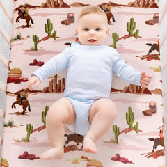 FIGEPO Western Cowboy crib sheets breathable fabric emphasizes airflow and cooling.