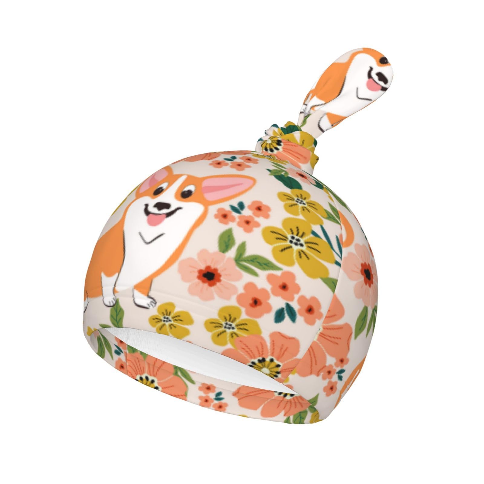 Figtihw baby swaddle hat set with blanket showing elastic, secure fit