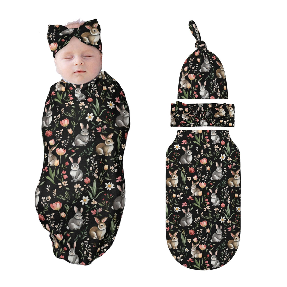 Figtihw Bunny Swaddle Blanket soft fabric closeup showing cozy texture for newborns