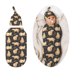 Figtihw Capybaras swaddle blanket soft material keeps baby cozy