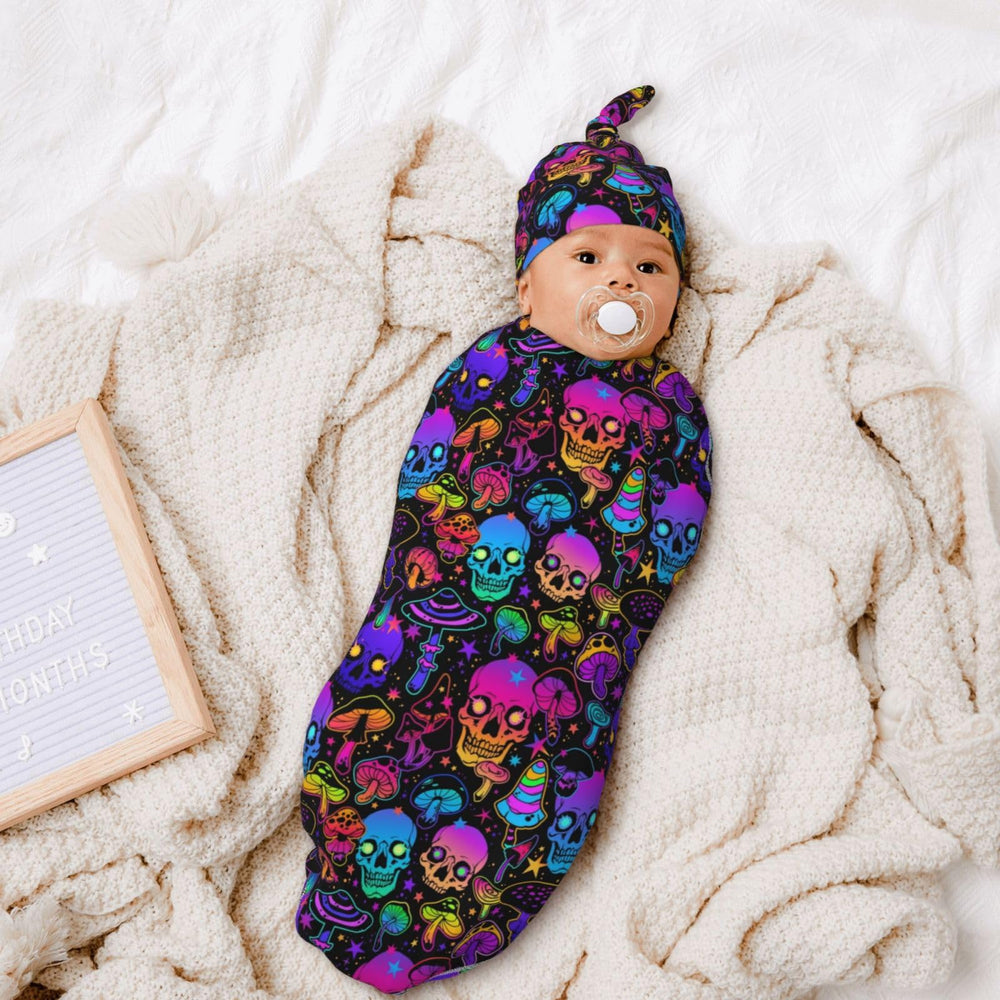 Figtihw Mushroom Skull Swaddle ideal for newborn photoshoots and memories.