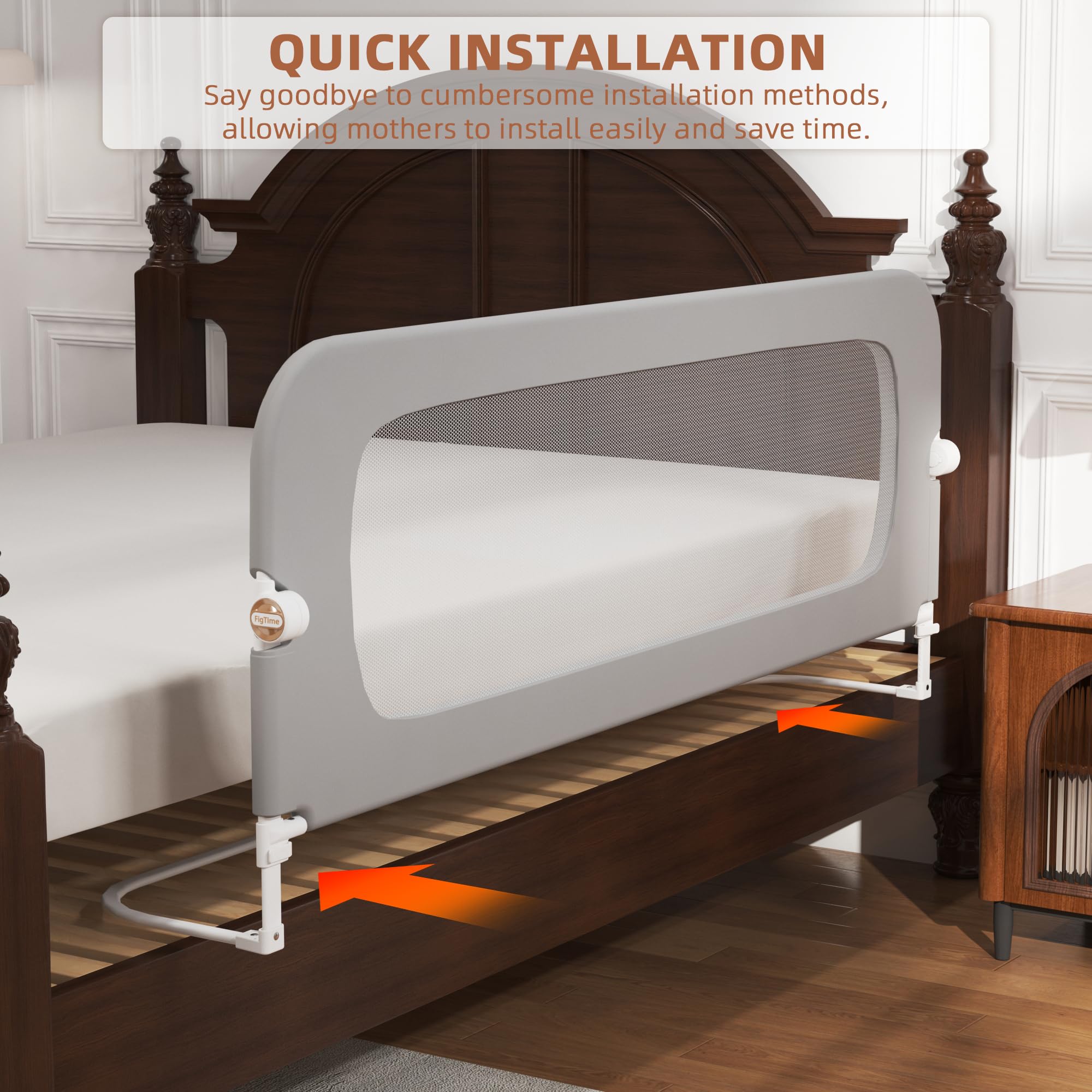 FigTime bed rail removable cover keeps fabric skin-friendly and easy to clean.