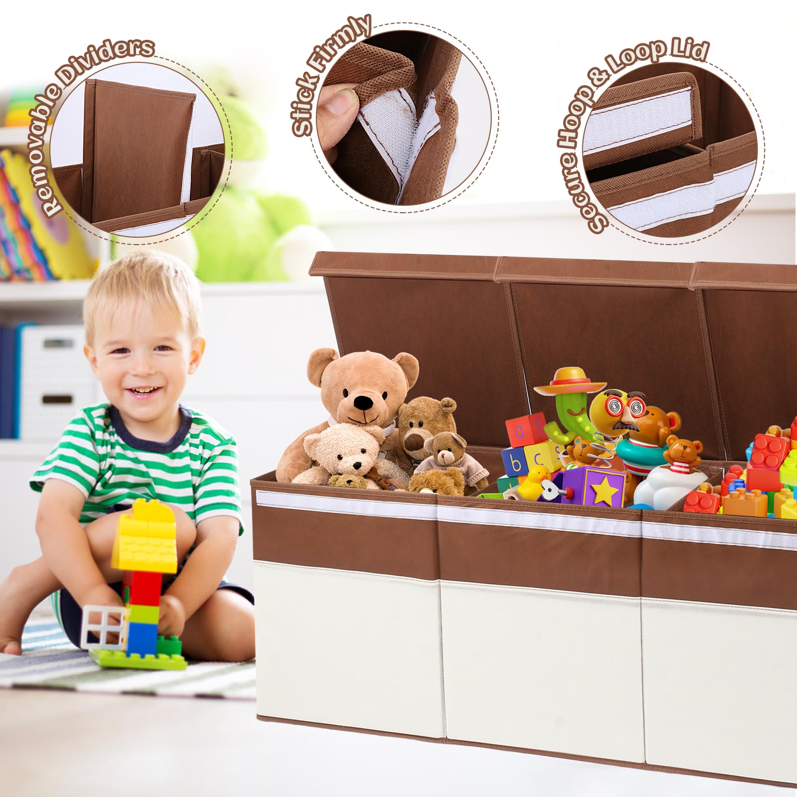 FIIOEOY collapsible divider system shows flexible organization for mixed toys and clothing