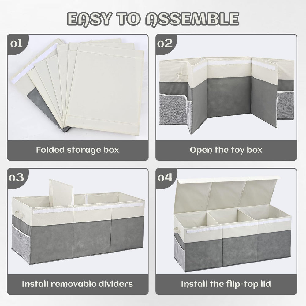 FIIOEOY durable linen fabric toy chest is sturdy and odorless.