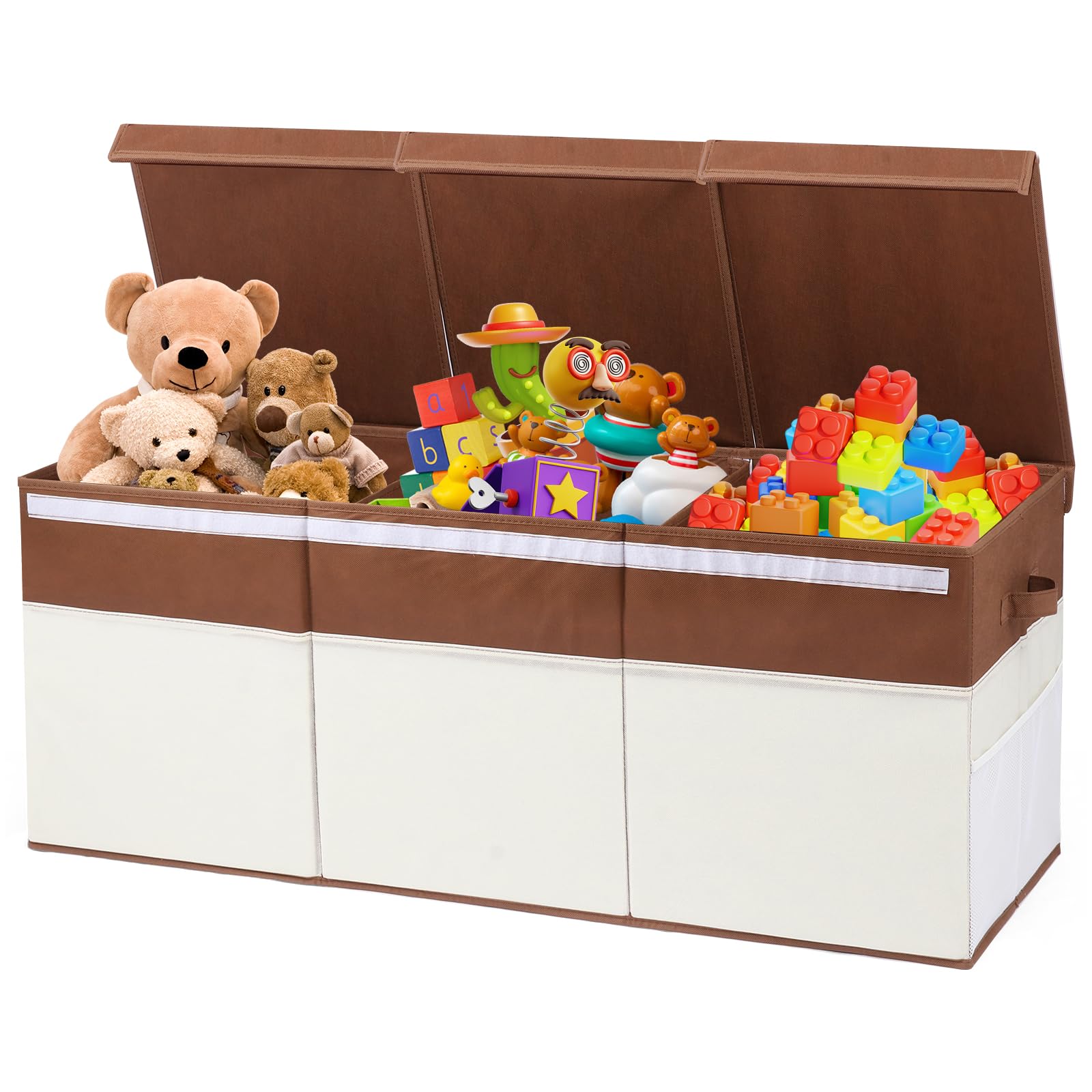 FIIOEOY extra-large toy box lid open for quick access to bulky plush toys