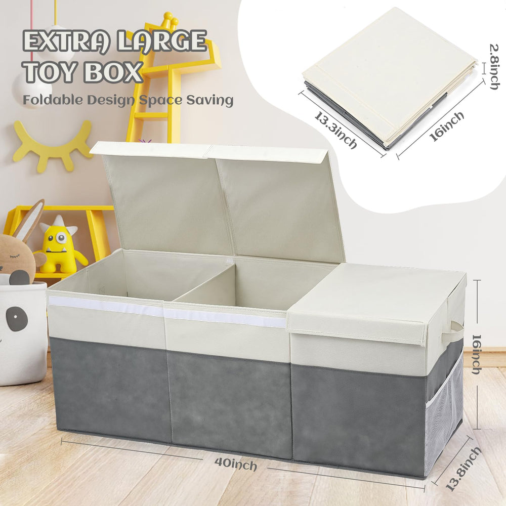 FIIOEOY toy box non-slip bottom glides smoothly without scratching floors.